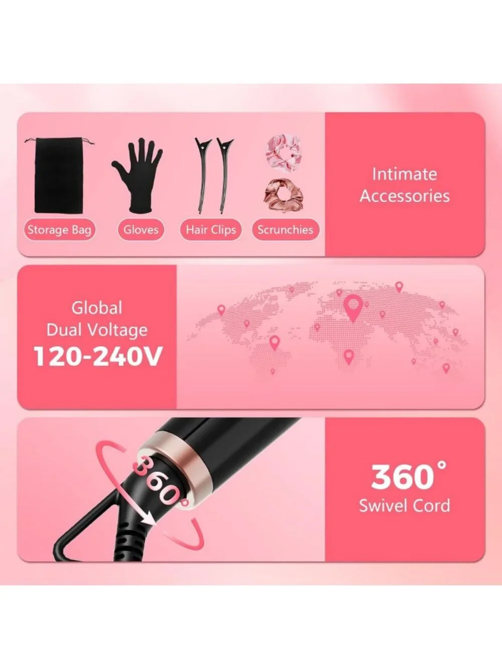 5-in-1 Curling Iron Set & Flat Iron, Ceramic Barrels 0.35